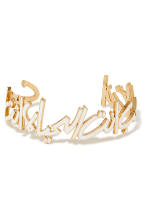 “Anta Hob Anta Hayat” Single Enamel Ear Cuff in 18kt Yellow Gold